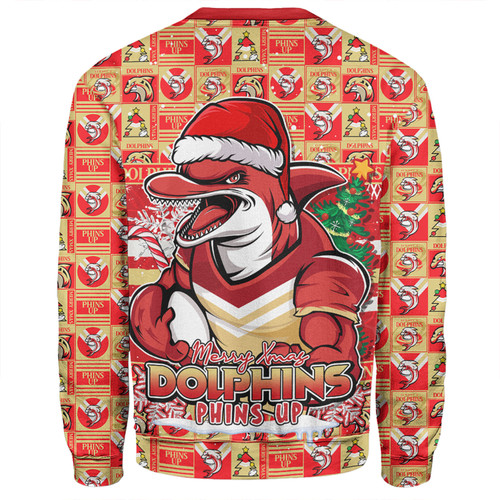 Redcliffe Dolphins Sweatshirt Merry Ugly Christmas Comic Style Redcliffe Dolphins Sweatshirt Merry Ugly Christmas Comic Style
