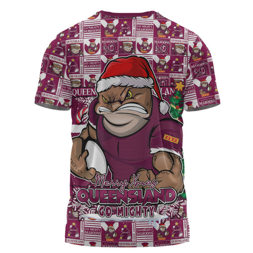 Queensland Maroons T-Shirt Merry Ugly Christmas Comic Style Queensland Maroons T-Shirt Merry Ugly Christmas Comic Style