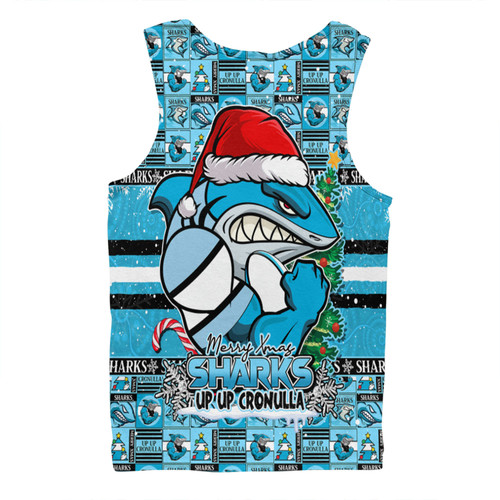Cronulla-Sutherland Sharks Men Singlet Merry Ugly Christmas Comic Style Cronulla-Sutherland Sharks Men Singlet Merry Ugly Christmas Comic Style
