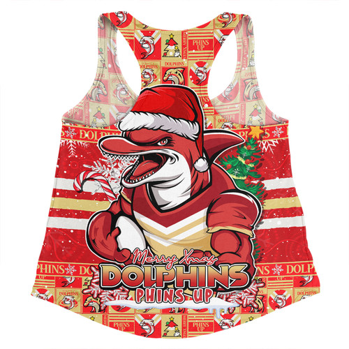 Redcliffe Dolphins Women Racerback Singlet Merry Ugly Christmas Comic Style Redcliffe Dolphins Women Racerback Singlet Merry Ugly Christmas Comic Style