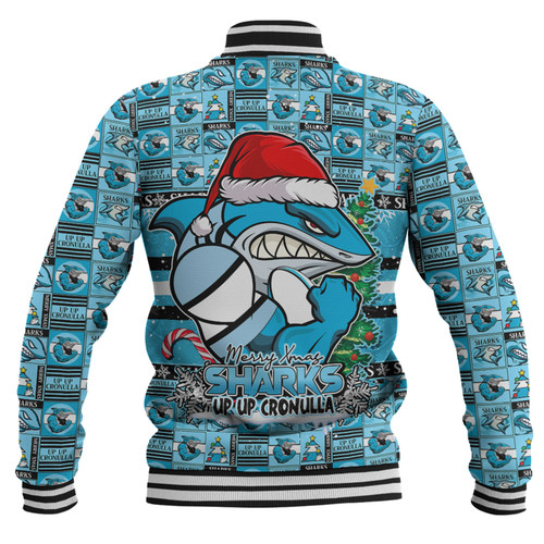 Cronulla-Sutherland Sharks Baseball Jacket Merry Ugly Christmas Comic Style Cronulla-Sutherland Sharks Baseball Jacket Merry Ugly Christmas Comic Style
