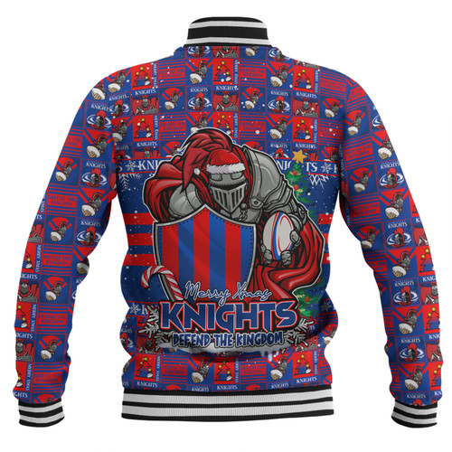 Newcastle Knights Baseball Jacket Merry Ugly Christmas Comic Style Newcastle Knights Baseball Jacket Merry Ugly Christmas Comic Style