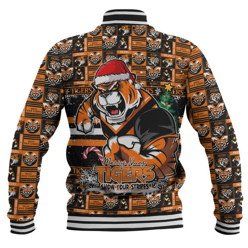 Wests Tigers Baseball Jacket Merry Ugly Christmas Comic Style Wests Tigers Baseball Jacket Merry Ugly Christmas Comic Style