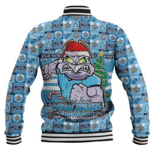 New South Wales Blues Baseball Jacket Merry Ugly Christmas Comic Style