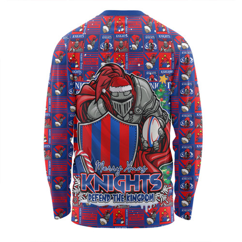 Newcastle Knights Long Sleeve T-shirt Merry Ugly Christmas Comic Style Newcastle Knights Long Sleeve T-shirt Merry Ugly Christmas Comic Style