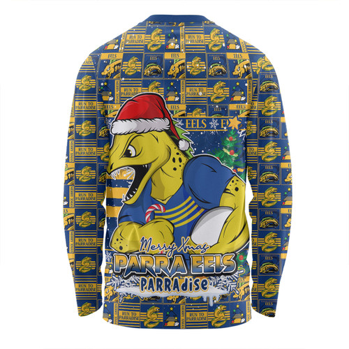 Parramatta Eels Long Sleeve T-shirt Merry Ugly Christmas Comic Style