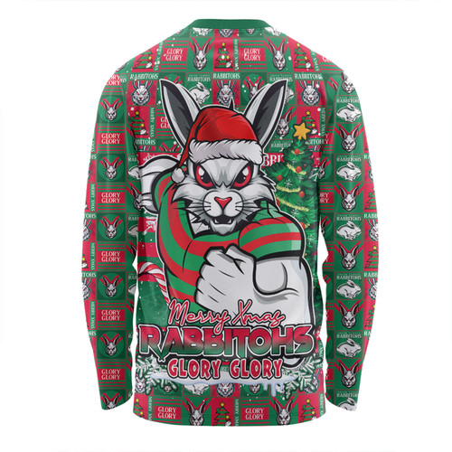 South Sydney Rabbitohs Long Sleeve T-shirt Merry Ugly Christmas Comic Style South Sydney Rabbitohs Long Sleeve T-shirt Merry Ugly Christmas Comic Style