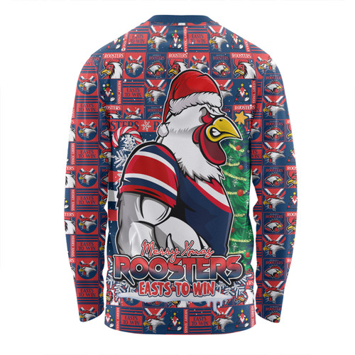 Sydney Roosters Long Sleeve T-shirt Merry Ugly Christmas Comic Style Sydney Roosters Long Sleeve T-shirt Merry Ugly Christmas Comic Style