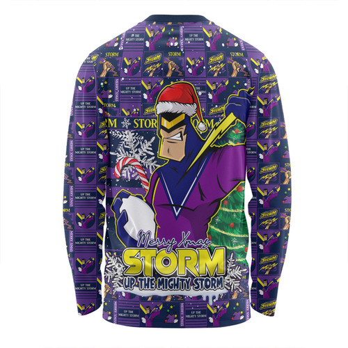 Melbourne Storm Long Sleeve T-shirt Merry Ugly Christmas Comic Style Melbourne Storm Long Sleeve T-shirt Merry Ugly Christmas Comic Style