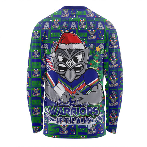 New Zealand Warriors Long Sleeve T-shirt Merry Ugly Christmas Comic Style