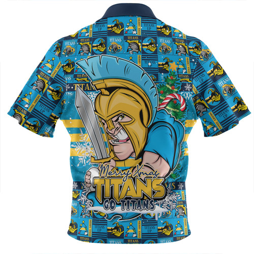 Gold Coast Titans Zip Polo Shirt Merry Ugly Christmas Comic Style Gold Coast Titans Zip Polo Shirt Merry Ugly Christmas Comic Style