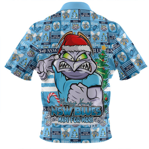 New South Wales Blues Zip Polo Shirt Merry Ugly Christmas Comic Style