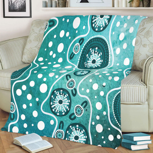 Australia Blanket Green Background Design Enhanced By Aboriginal Dot Art Australia Blanket Green Background Design Enhanced By Aboriginal Dot Art