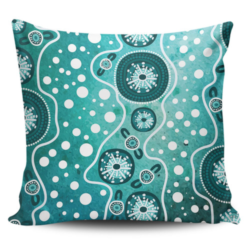 Australia Pillow Cases Green Background Design Enhanced By Aboriginal Dot Art