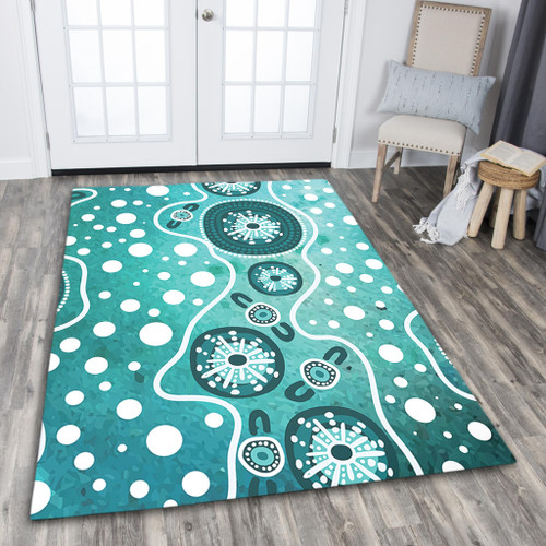 Australia Area Rug Green Background Design Enhanced By Aboriginal Dot Art Australia Area Rug Green Background Design Enhanced By Aboriginal Dot Art