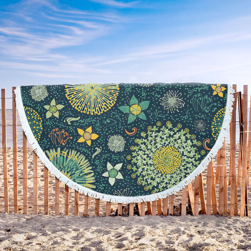 Australia Beach Blanket Australian Colorful Flowers Background Australia Beach Blanket Australian Colorful Flowers Background