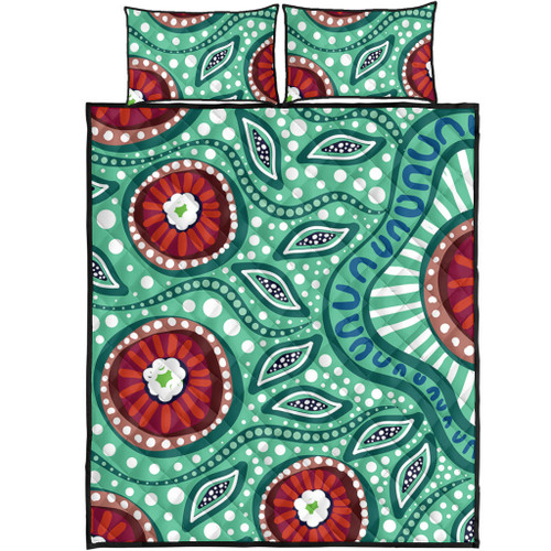Australia Quilt Bed Set Aboriginal Dot Painting Artwork Australia Quilt Bed Set Aboriginal Dot Painting Artwork