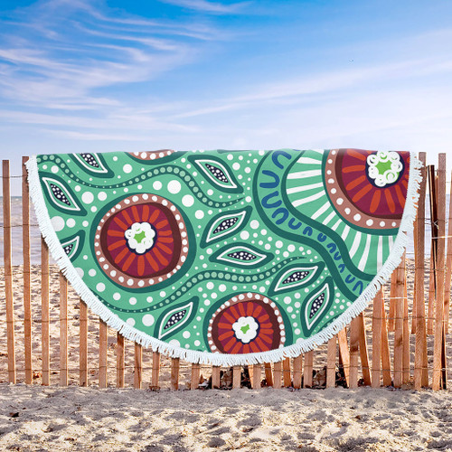 Australia Beach Blanket Aboriginal Dot Painting Artwork Australia Beach Blanket Aboriginal Dot Painting Artwork