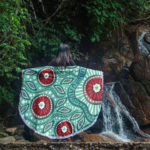Australia Beach Blanket Aboriginal Dot Painting Artwork Australia Beach Blanket Aboriginal Dot Painting Artwork