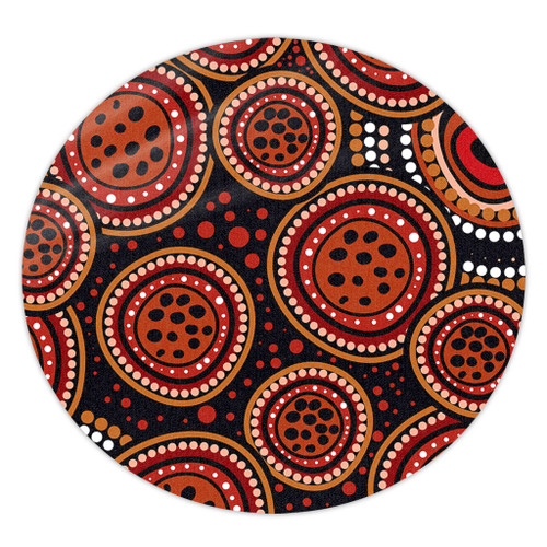 Australia Round Rug Background Featuring Indigenous Dot Art