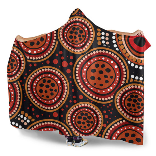 Australia Hooded Blanket Background Featuring Indigenous Dot Art