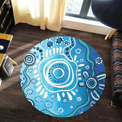 Australia Round Rug Traditional Aboriginal Dot Art