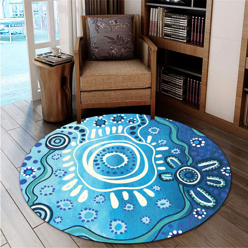 Australia Round Rug Traditional Aboriginal Dot Art