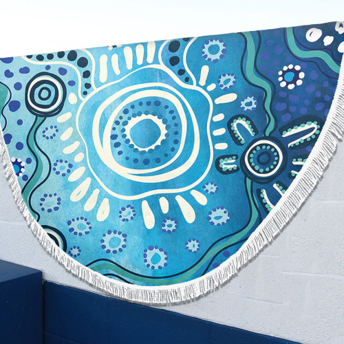Australia Beach Blanket Traditional Aboriginal Dot Art