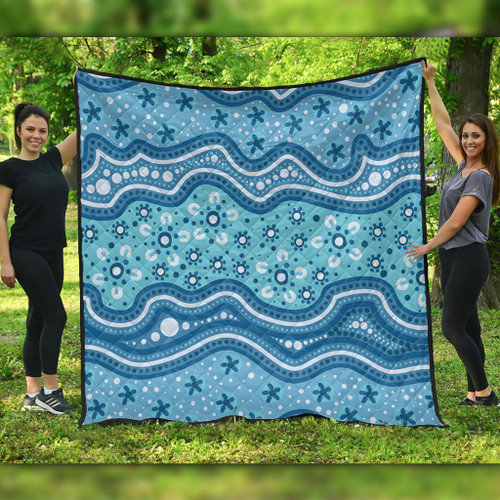 Australia Quilt Traditional Aboriginal Dot Patterns Blue Background Australia Quilt Traditional Aboriginal Dot Patterns Blue Background