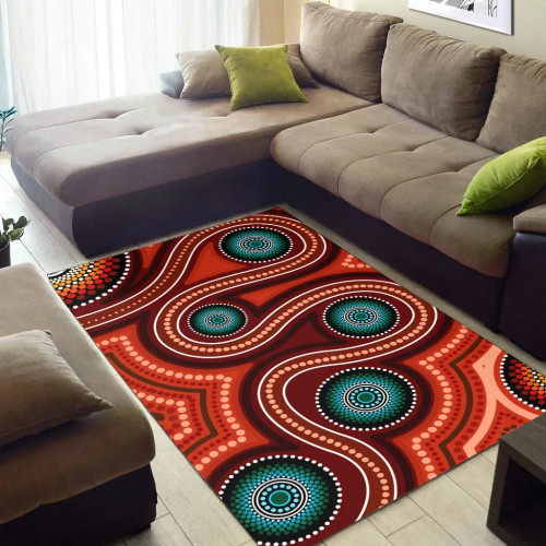 Australia Aboriginal Area Rug - Indigenous Aboriginal Dot Painting Art 2
