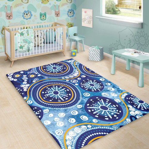 Australia Area Rug Blue Background With Traditional Aboriginal Dot Decoration Australia Area Rug Blue Background With Traditional Aboriginal Dot Decoration