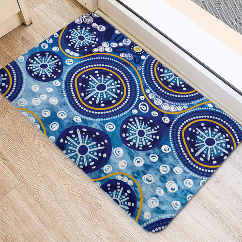 Australia Doormat Blue Background With Traditional Aboriginal Dot Decoration Australia Doormat Blue Background With Traditional Aboriginal Dot Decoration