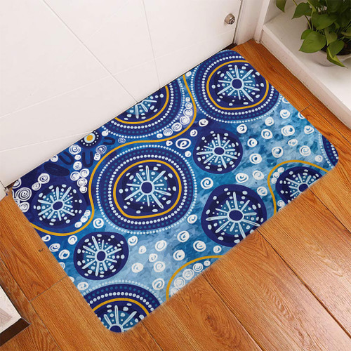 Australia Doormat Blue Background With Traditional Aboriginal Dot Decoration Australia Doormat Blue Background With Traditional Aboriginal Dot Decoration