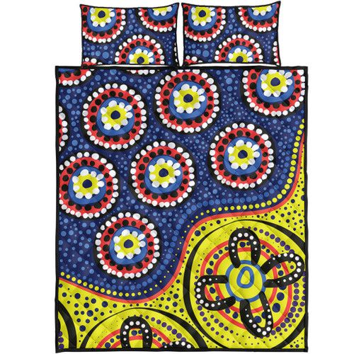 Australia Quilt Bed Set A Bright And Colorful Background With Aboriginal Inspired Dot Art Australia Quilt Bed Set A Bright And Colorful Background With Aboriginal Inspired Dot Art