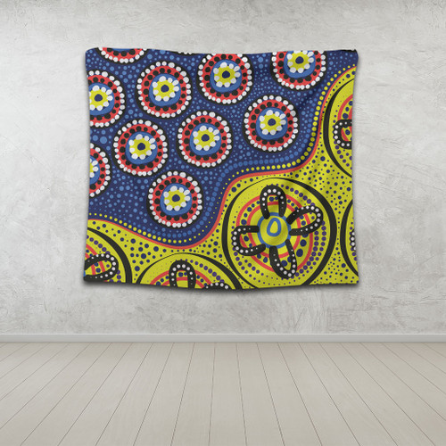 Australia Tapestry A Bright And Colorful Background With Aboriginal Inspired Dot Art Australia Tapestry A Bright And Colorful Background With Aboriginal Inspired Dot Art