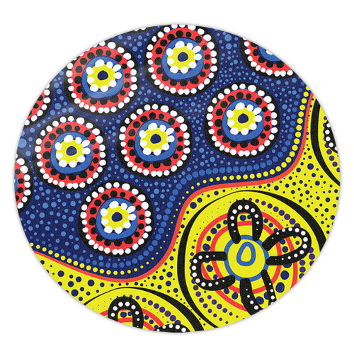Australia Round Rug A Bright And Colorful Background With Aboriginal Inspired Dot Art