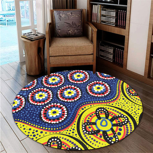 Australia Round Rug A Bright And Colorful Background With Aboriginal Inspired Dot Art