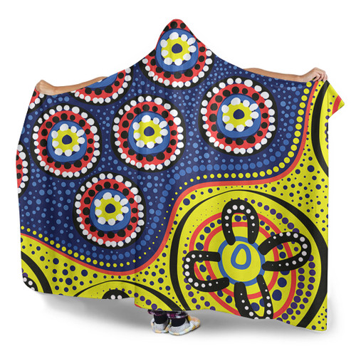 Australia Hooded Blanket A Bright And Colorful Background With Aboriginal Inspired Dot Art Australia Hooded Blanket A Bright And Colorful Background With Aboriginal Inspired Dot Art