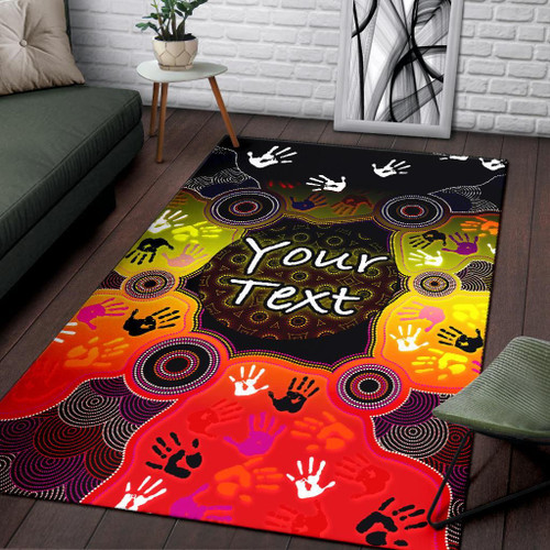 [Custom] Australia Aboriginal Area Rug - Indigenous Circle Dot Painting Hand Art