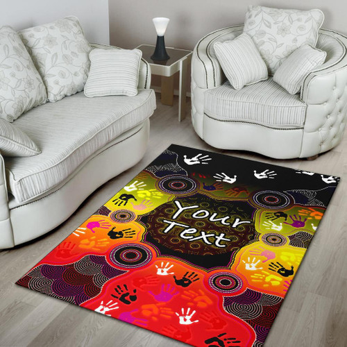 [Custom] Australia Aboriginal Area Rug - Indigenous Circle Dot Painting Hand Art