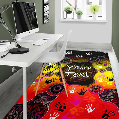 [Custom] Australia Aboriginal Area Rug - Indigenous Circle Dot Painting Hand Art