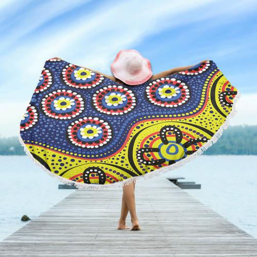 Australia Beach Blanket A Bright And Colorful Background With Aboriginal Inspired Dot Art Australia Beach Blanket A Bright And Colorful Background With Aboriginal Inspired Dot Art