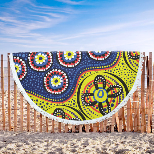 Australia Beach Blanket A Bright And Colorful Background With Aboriginal Inspired Dot Art Australia Beach Blanket A Bright And Colorful Background With Aboriginal Inspired Dot Art