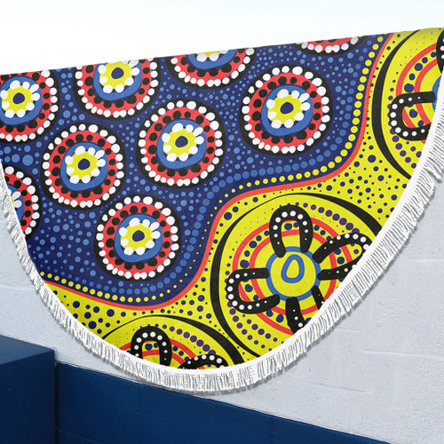 Australia Beach Blanket A Bright And Colorful Background With Aboriginal Inspired Dot Art Australia Beach Blanket A Bright And Colorful Background With Aboriginal Inspired Dot Art
