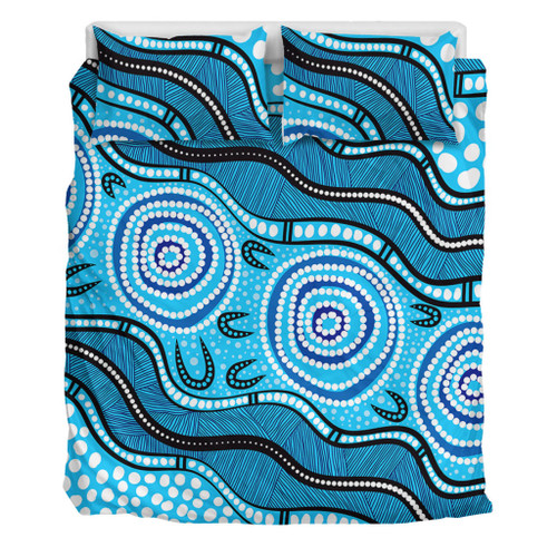 Australia Bedding Set Painting Illustration With Dot Art In Aboriginal Style Australia Bedding Set Painting Illustration With Dot Art In Aboriginal Style