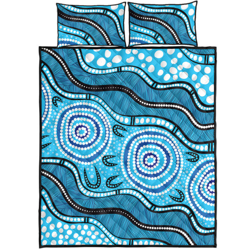 Australia Quilt Bed Set Painting Illustration With Dot Art In Aboriginal Style Australia Quilt Bed Set Painting Illustration With Dot Art In Aboriginal Style