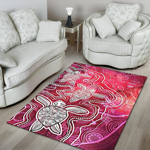 Australia Aboriginal Area Rug - Sea Turtle With Indigenous Patterns (Pink) Australia Aboriginal Area Rug - Sea Turtle With Indigenous Patterns (Pink)