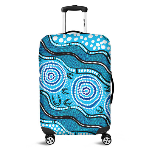 Australia Luggage Cover Painting Illustration With Dot Art In Aboriginal Style Australia Luggage Cover Painting Illustration With Dot Art In Aboriginal Style