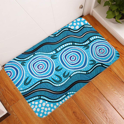 Australia Doormat Painting Illustration With Dot Art In Aboriginal Style Australia Doormat Painting Illustration With Dot Art In Aboriginal Style