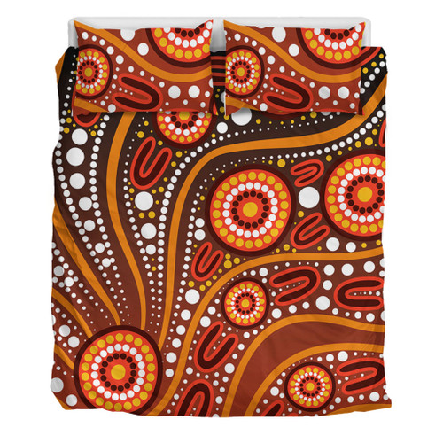 Australia Bedding Set Artistic Illustration Of Aboriginal Dot Painting
